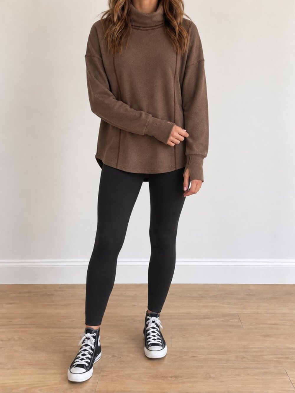 Varley Rainier Roll Neck Sweatshirt, Brushed Rib, Size Small